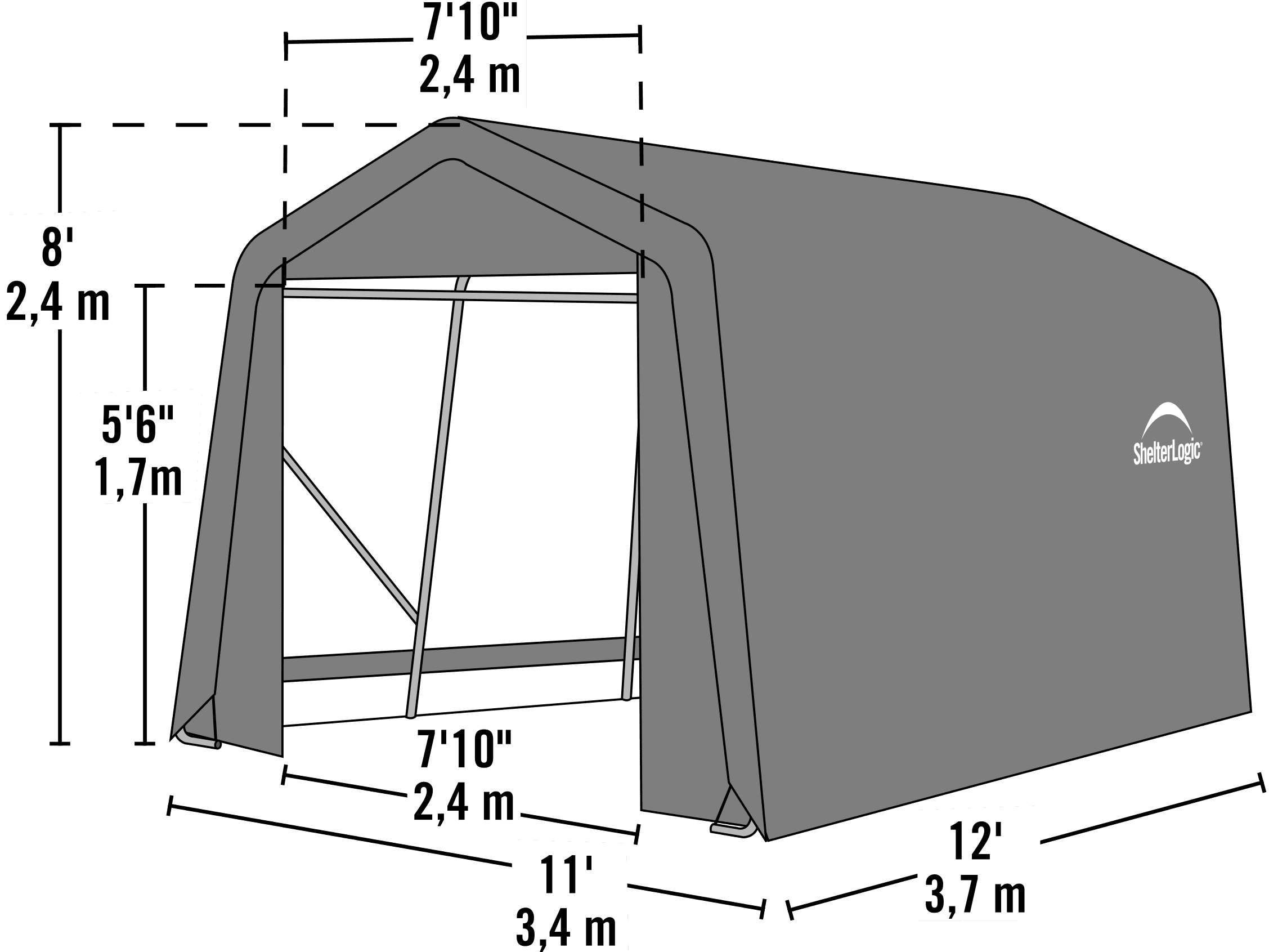 ShelterLogic 72814 10x12x8 Peak Style Shelter- Green Cover