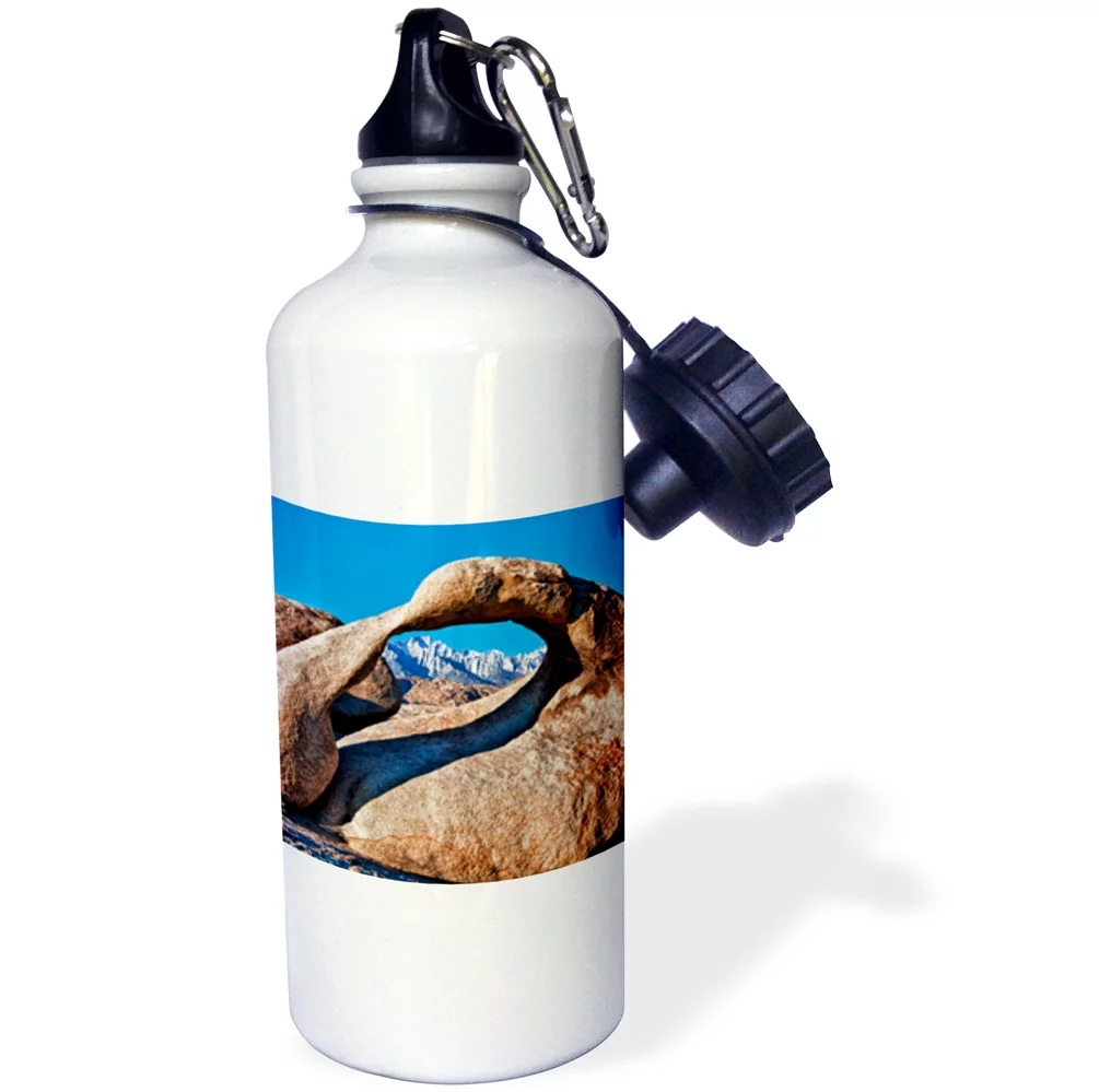 Mobius Arch Framing Mt. Whitney in Long Pine, California, USA 21 oz Sports Water Bottle wb-191197-1