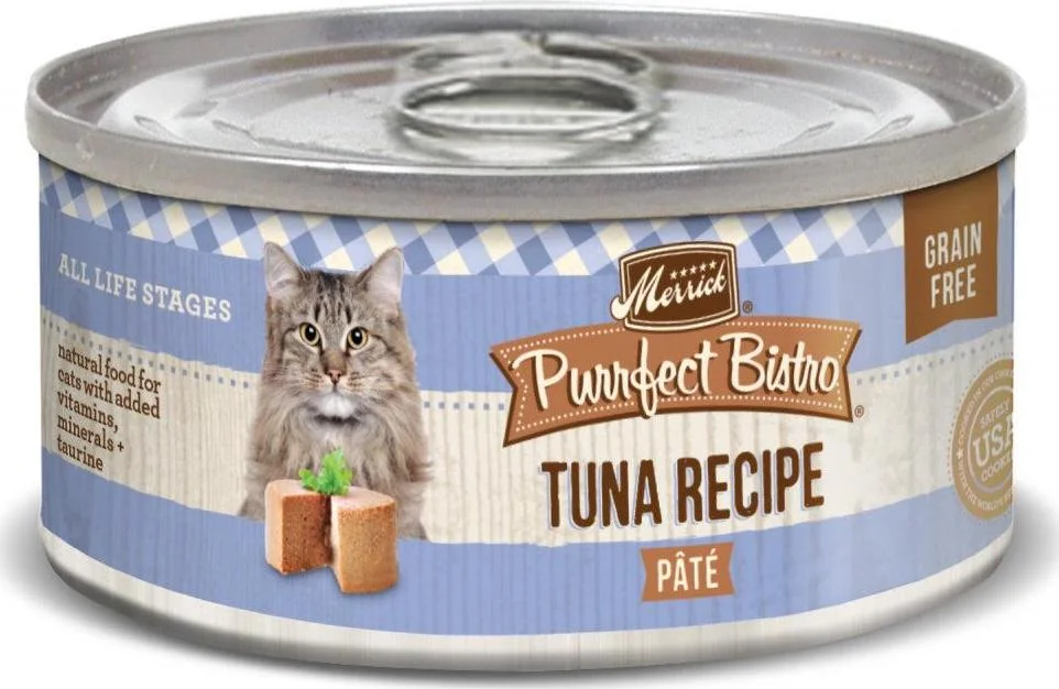 Merrick Purrfect Bistro Tuna Pate Grain Free Canned Cat Food 5.5oz, case of 24