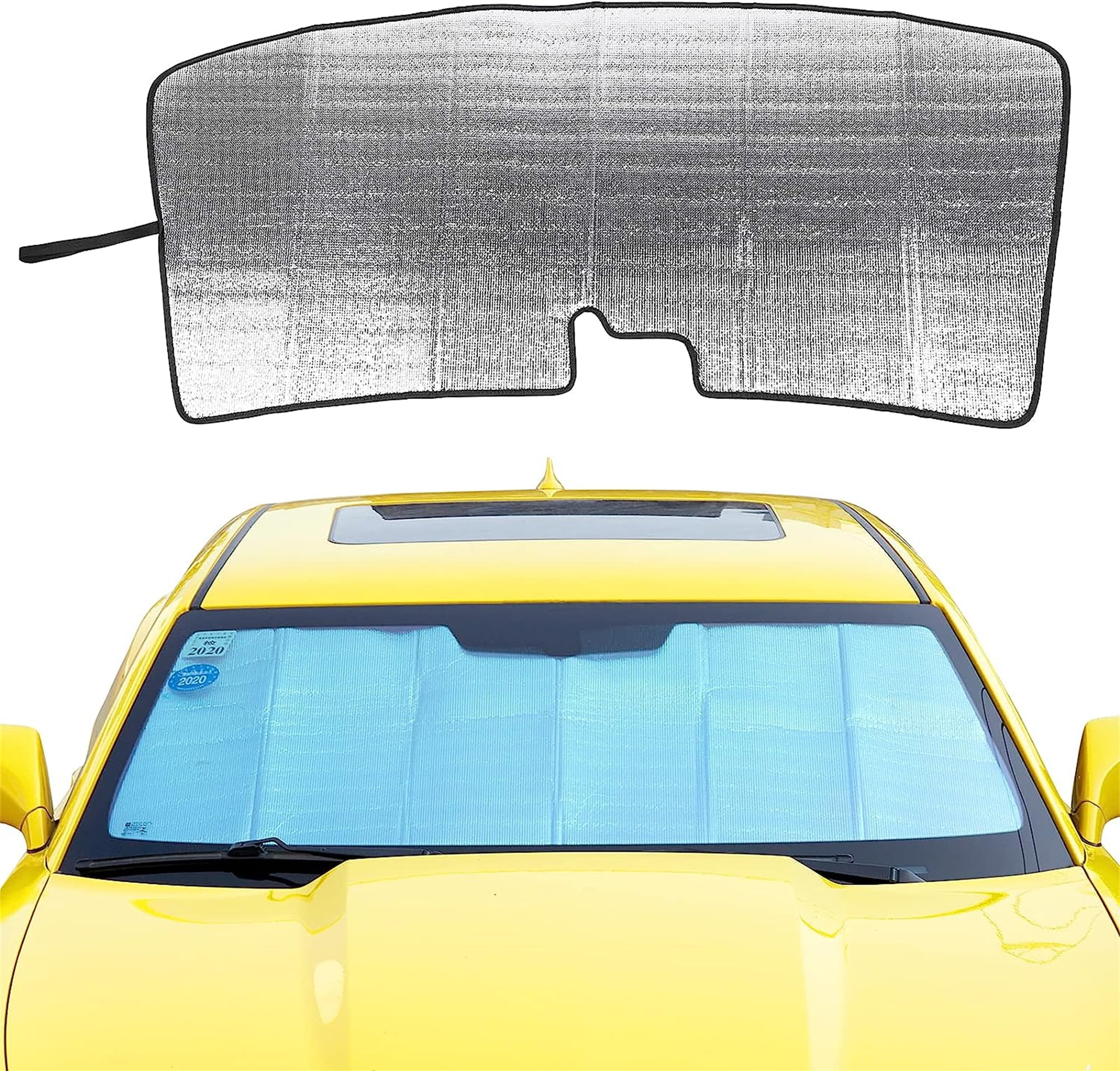 CheroCar Windshield Sunshade Visor Sun Shade Cover for Chevrolet Camaro 2010-2015,Silver