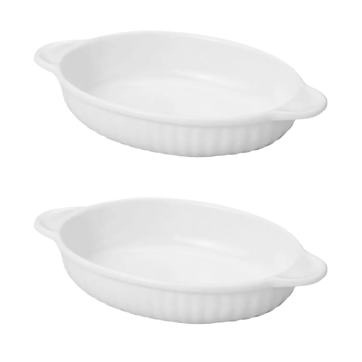 2pcs Ceramic Baking Tray with Double Handles Ceramic Food Bowl Household Bakeware