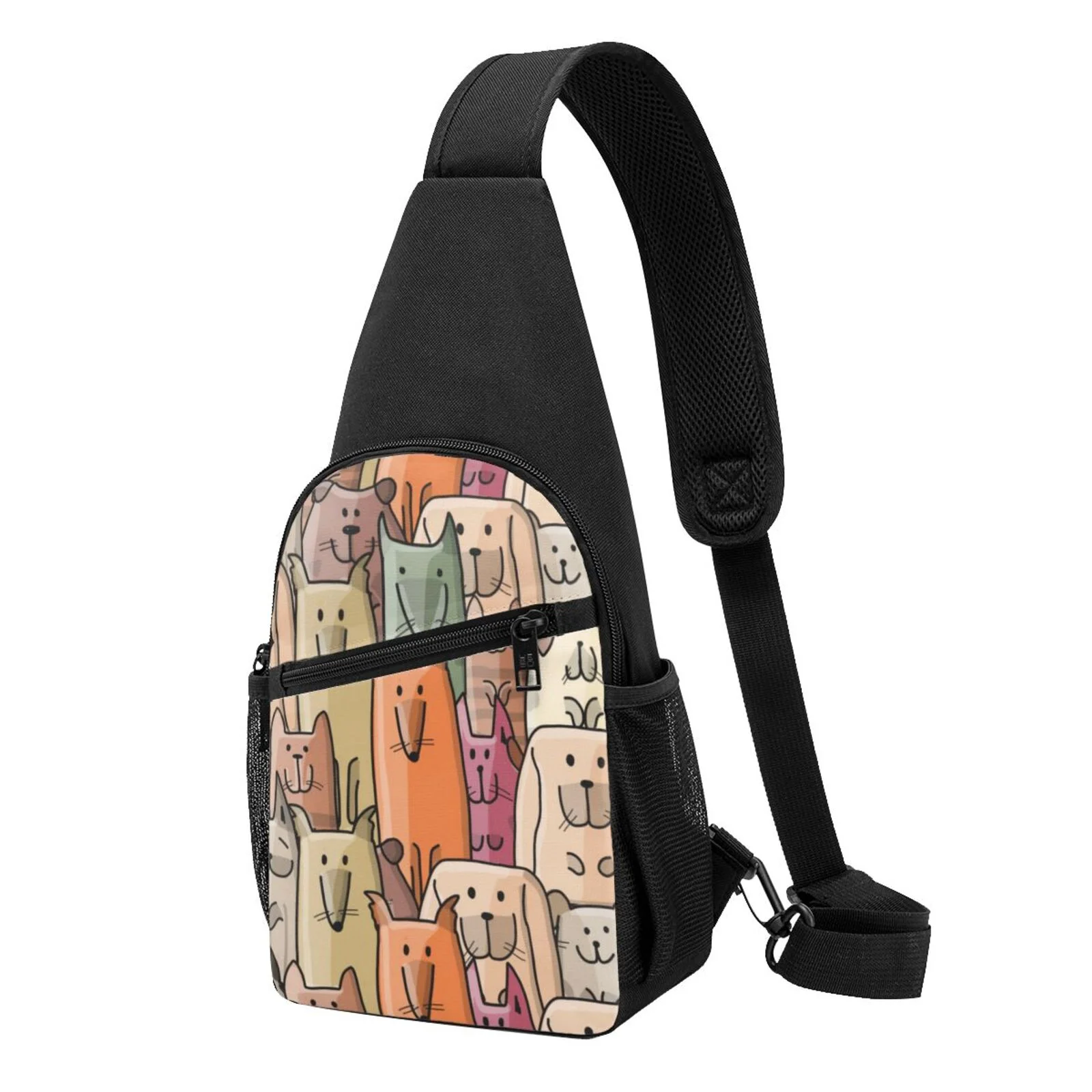 Balery Funny Dogs Family Chest Pack,Small Sling Bag For Women Men,Crossbody Bags For Travel Hiking Running Sports