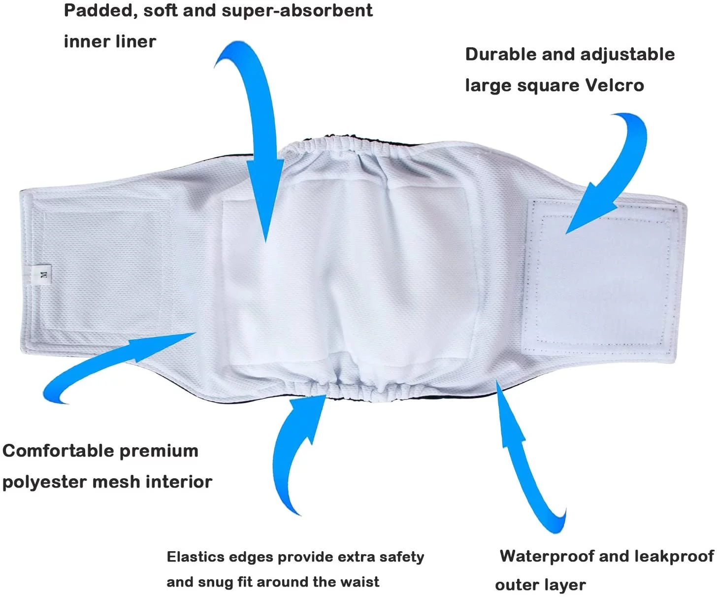 Teamoy Reusable Wrap Diapers for Male Dogs, Washable Puppy Belly Band Pack of 3 (M, 13