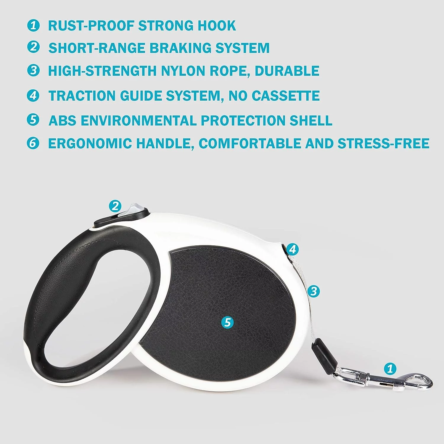 Retractable Dog Leash 23ft Heavy Duty Traction Dog Rope,360°Tangle-Free Dog Walking Leash, Strong Reflective Nylon Tape with Anti-Slip Handle, 3-bunton Control