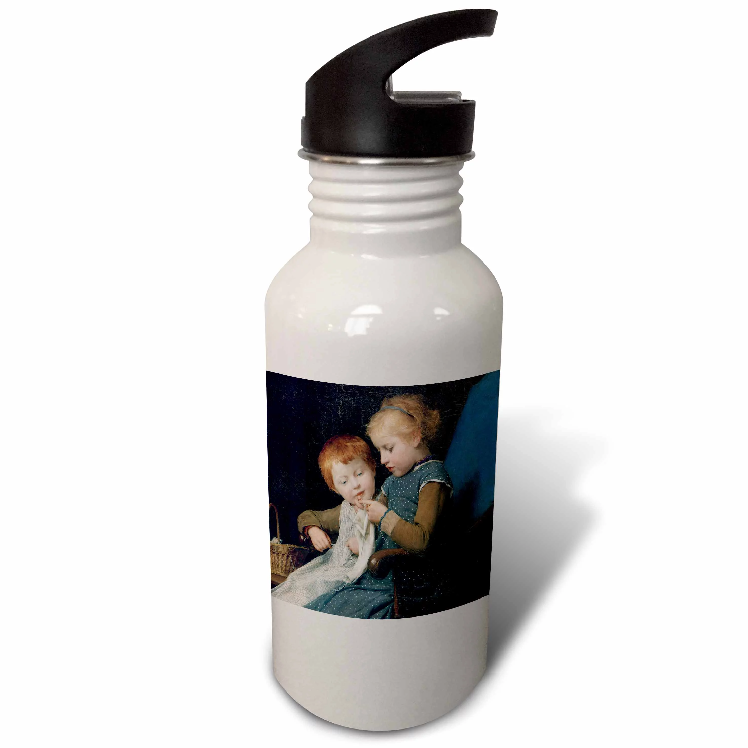 The Little Knitters, 1892 by Albert Anker 21 oz Sports Water Bottle wb-169791-1