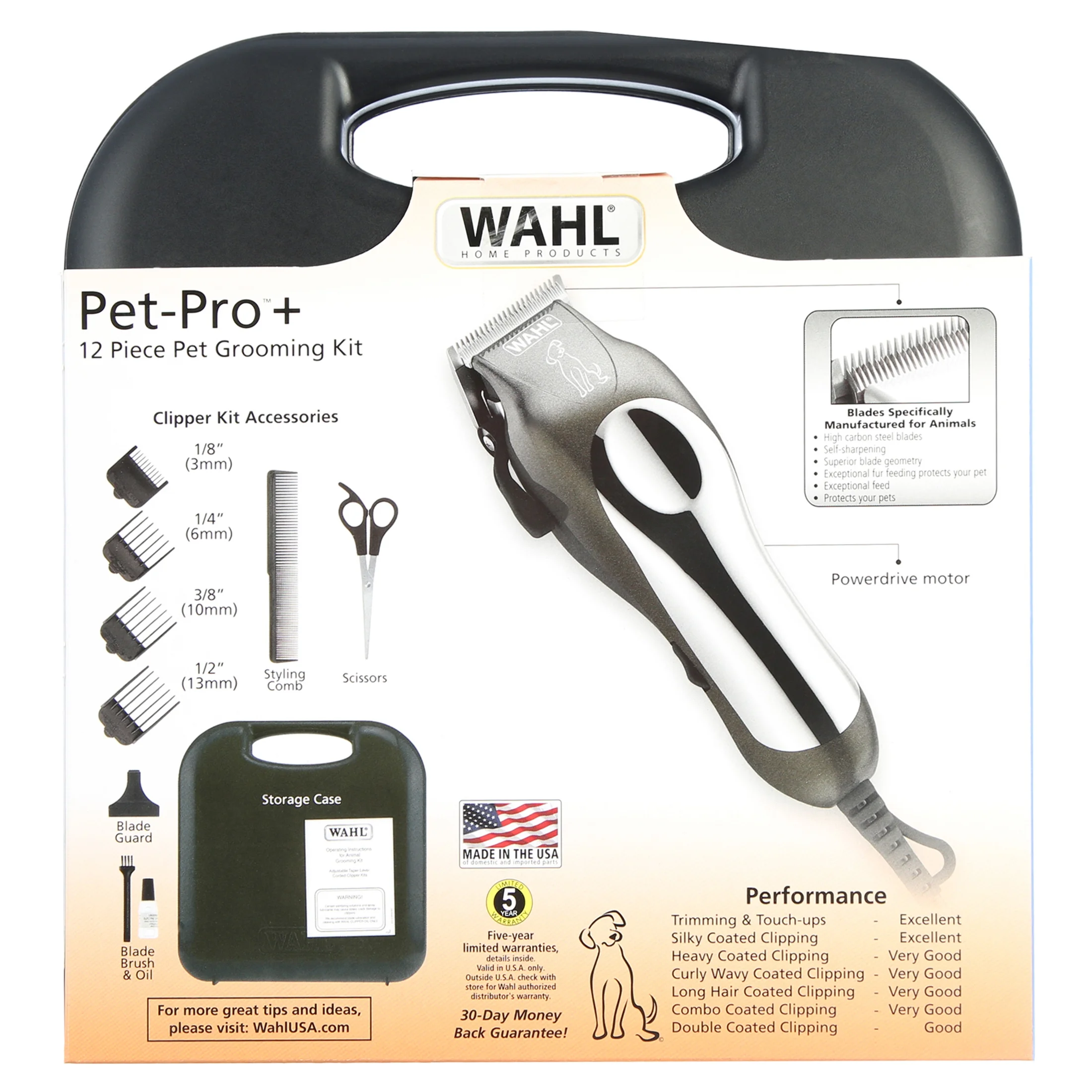Wahl Pet Pro+, Heavy Duty Low Noise Quiet Dog Clipper - 9315