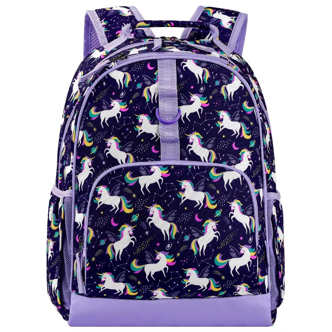 Choco Mocha Unicorn Backpack for Girls Backpack Elementary School Backpack for Kids 17 inch Bookbag School Bag, Purple