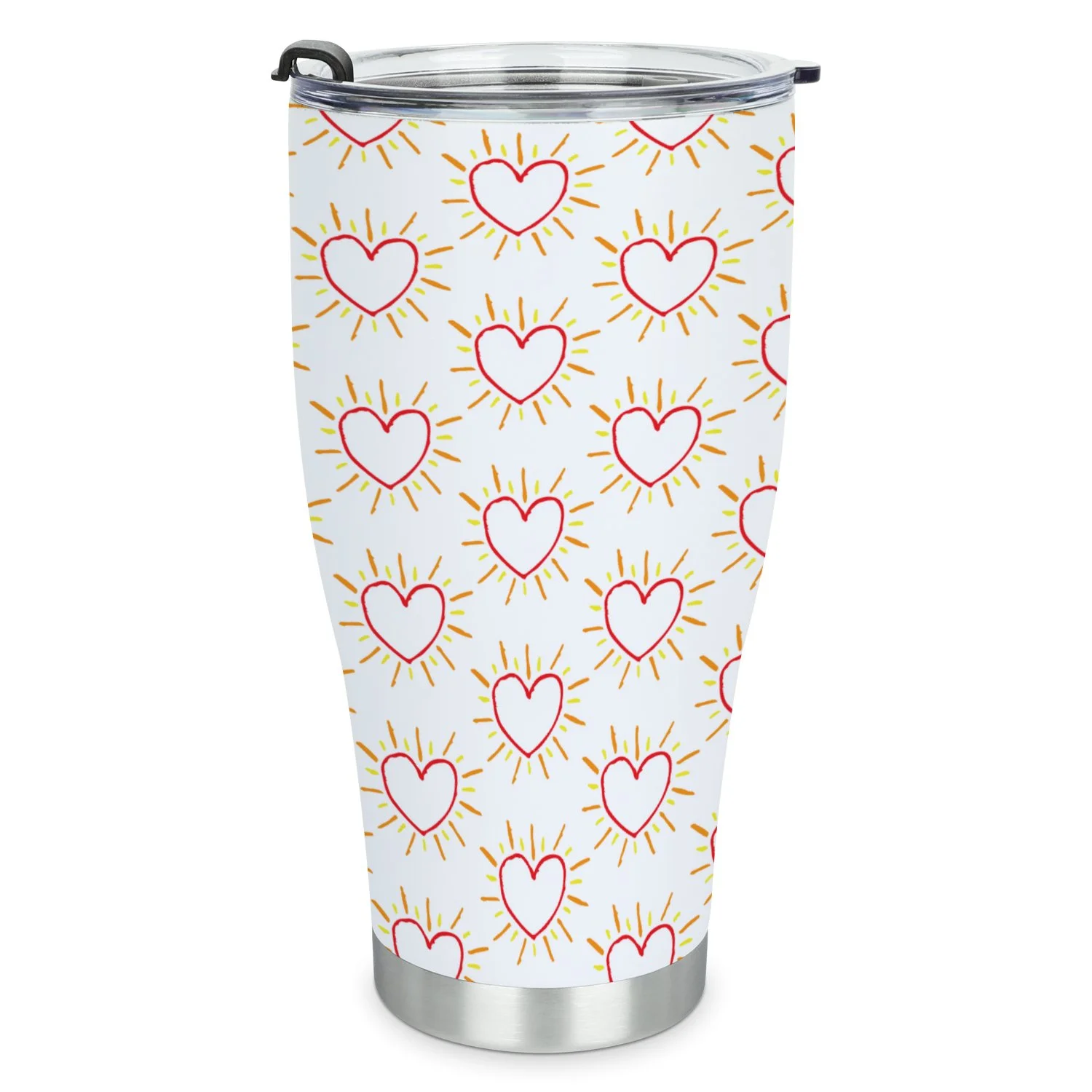 Hidove Stainless Steel Tumbler, Heart Icon Background 30oz Leak Proof & Stainless Steel Bottle for Hot & Cold Drinks - Coffee Travel Mug, Water Metal Canteen, Thermal Cup