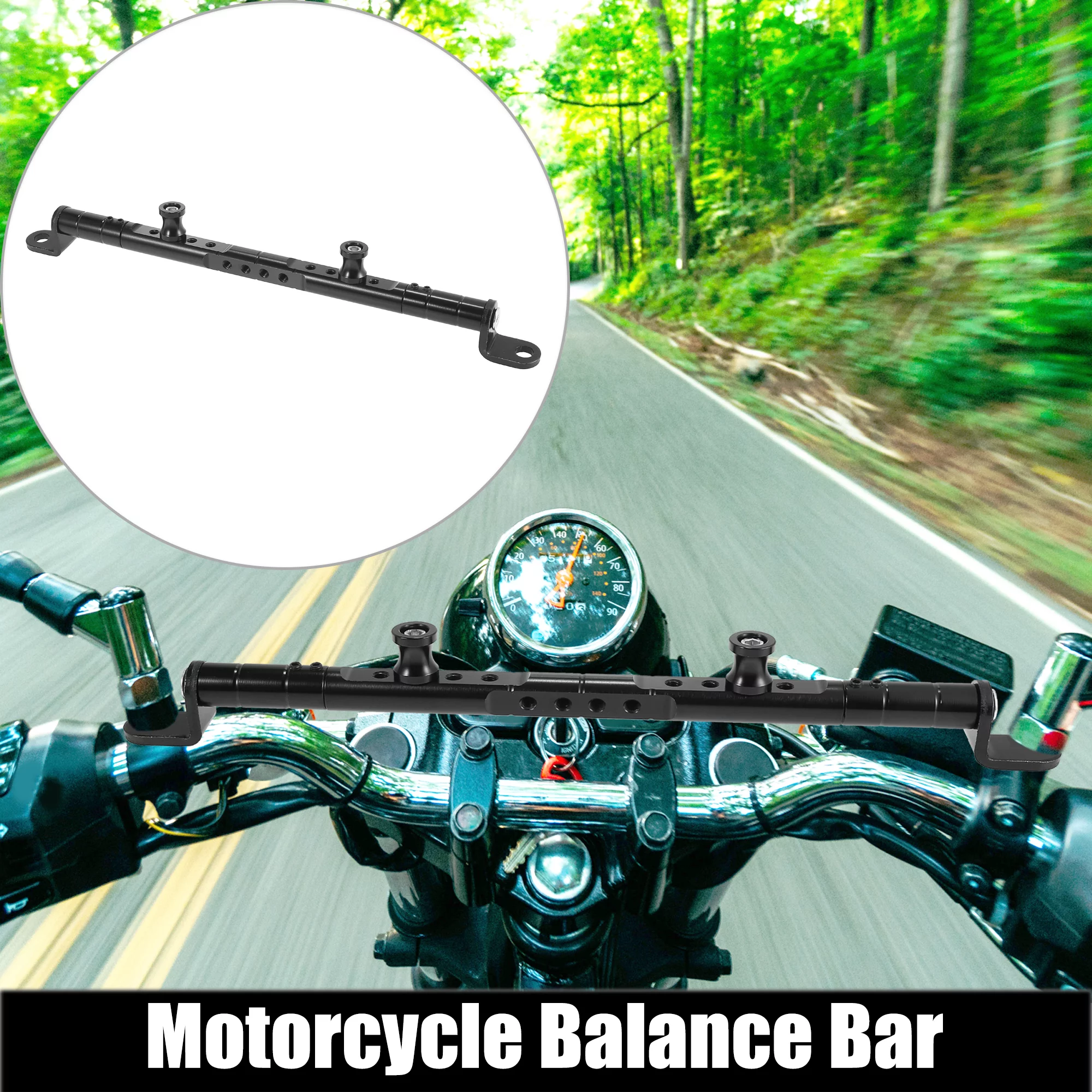 Universal Adjustable Motorbike Lever Balance Cross Bar Handle Grip Kit Black Aluminum Alloy