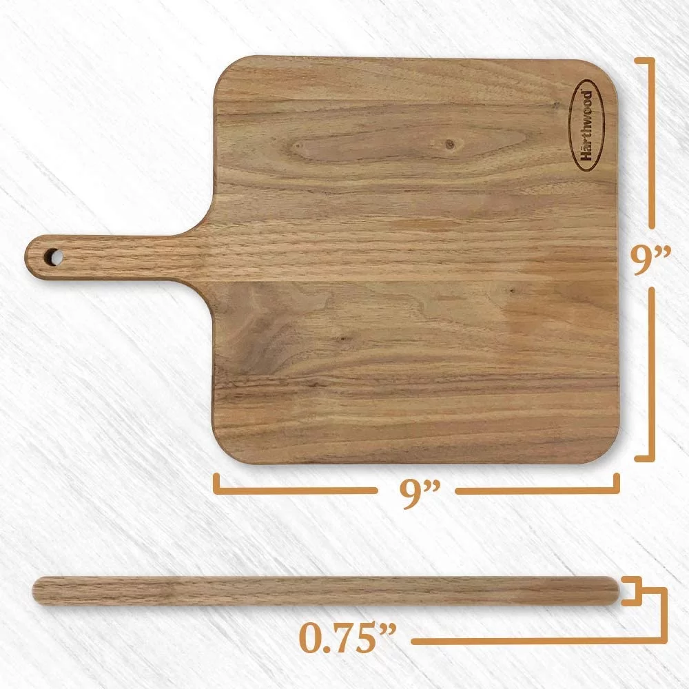 Härthwood Walnut Wood Cutting Board with Handle | Paddle Wooden Shaped Serving Board | Genuine North American Black Walnut for Cheese & Steak | Gift Set with Coconut Seasoning Oil Made in USA (9