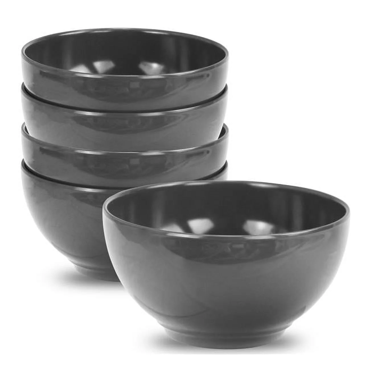 6pc Melamine Bowl Set Charcoal