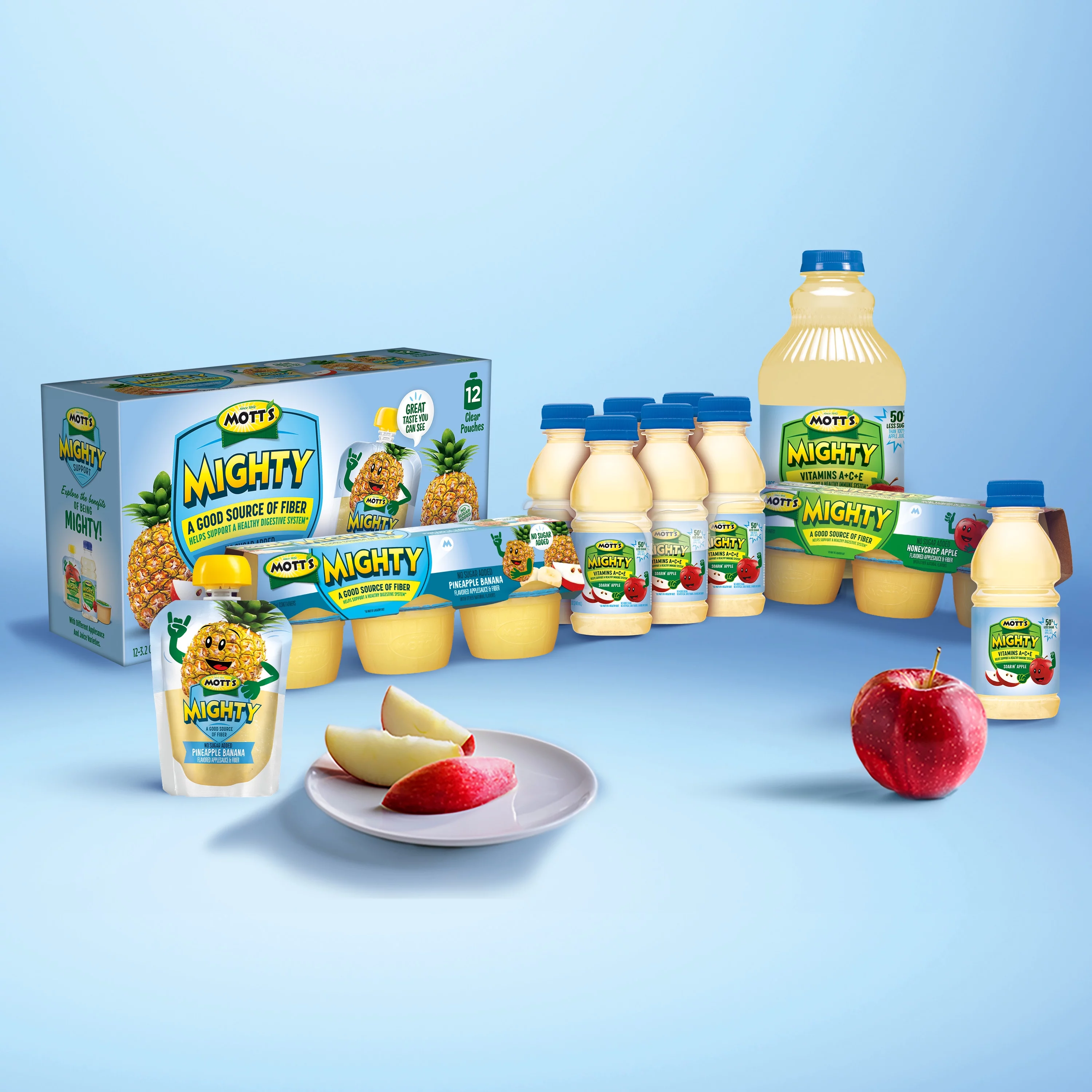 Mott's Mighty Soarin' Apple Juice, 8 fl oz, 6 Count Bottles