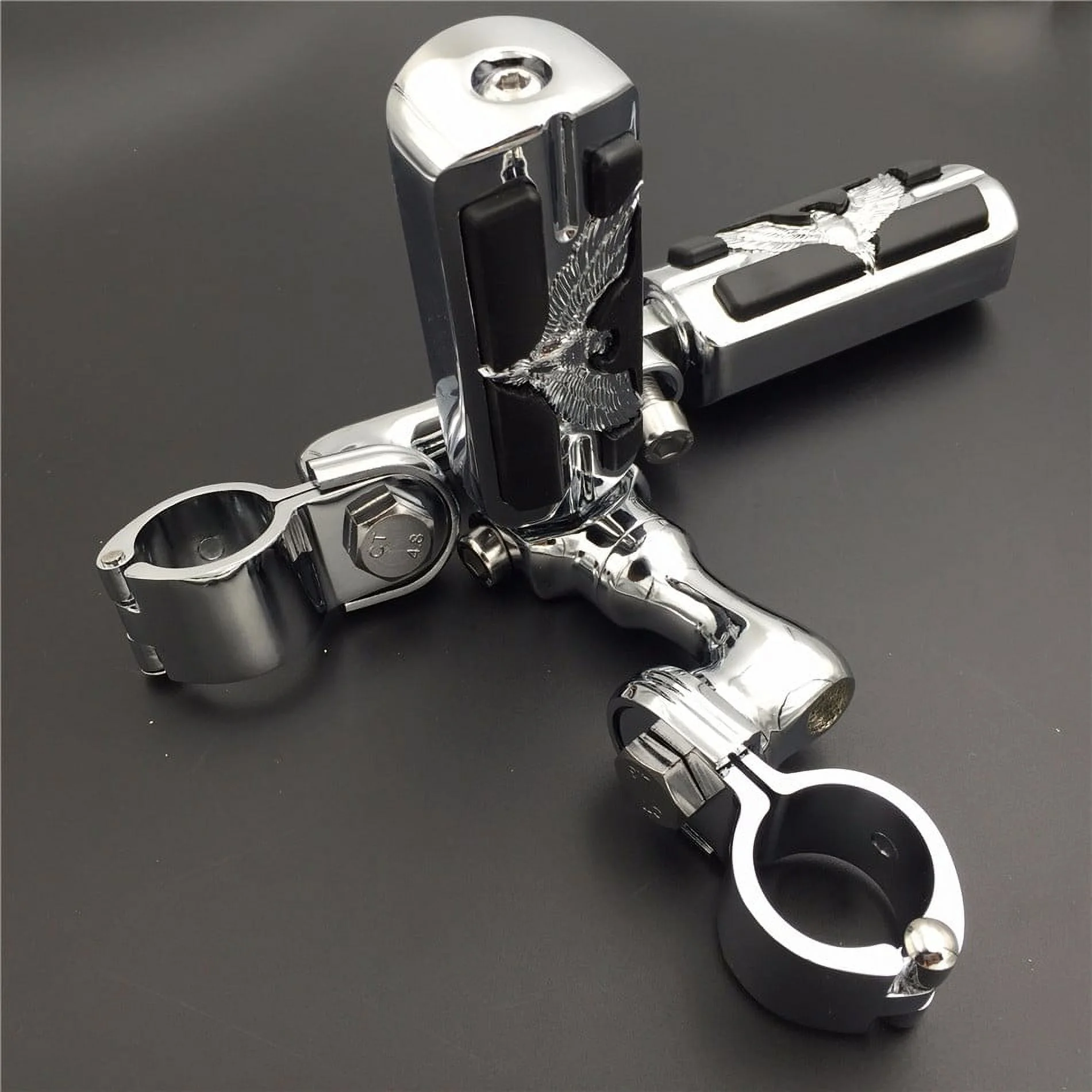 HTT-MOTOR Chrome Short Angled Peg Mounting Kit with Hawk Foot Peg For Bike Equipped with 1-1/4 inch (1.25