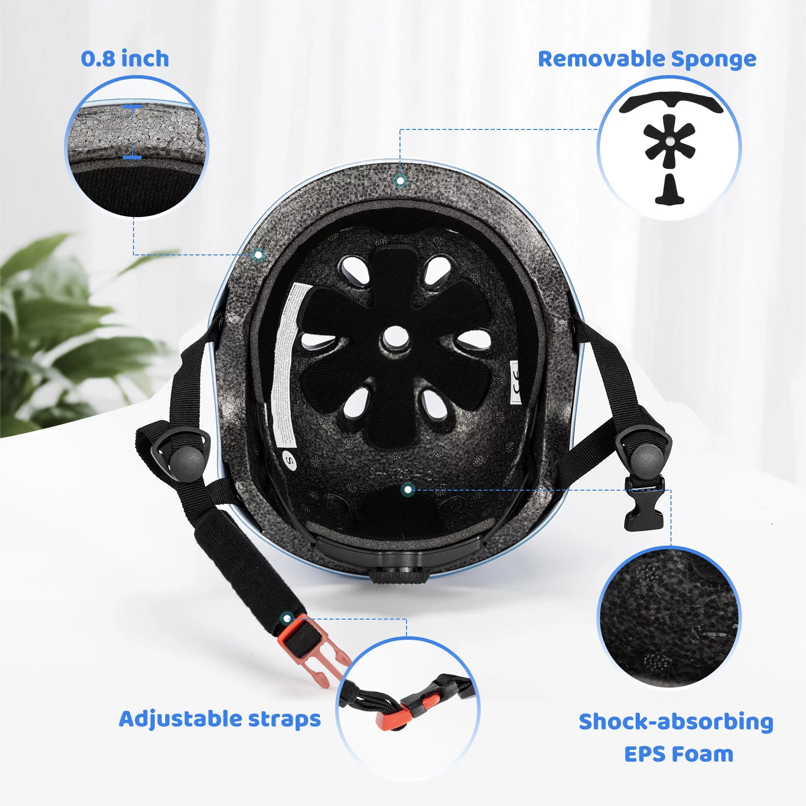 Lamberia Helmets for Kids with Elbow and Knee Pads Adjustable Size Skateboard Helmet, Blue