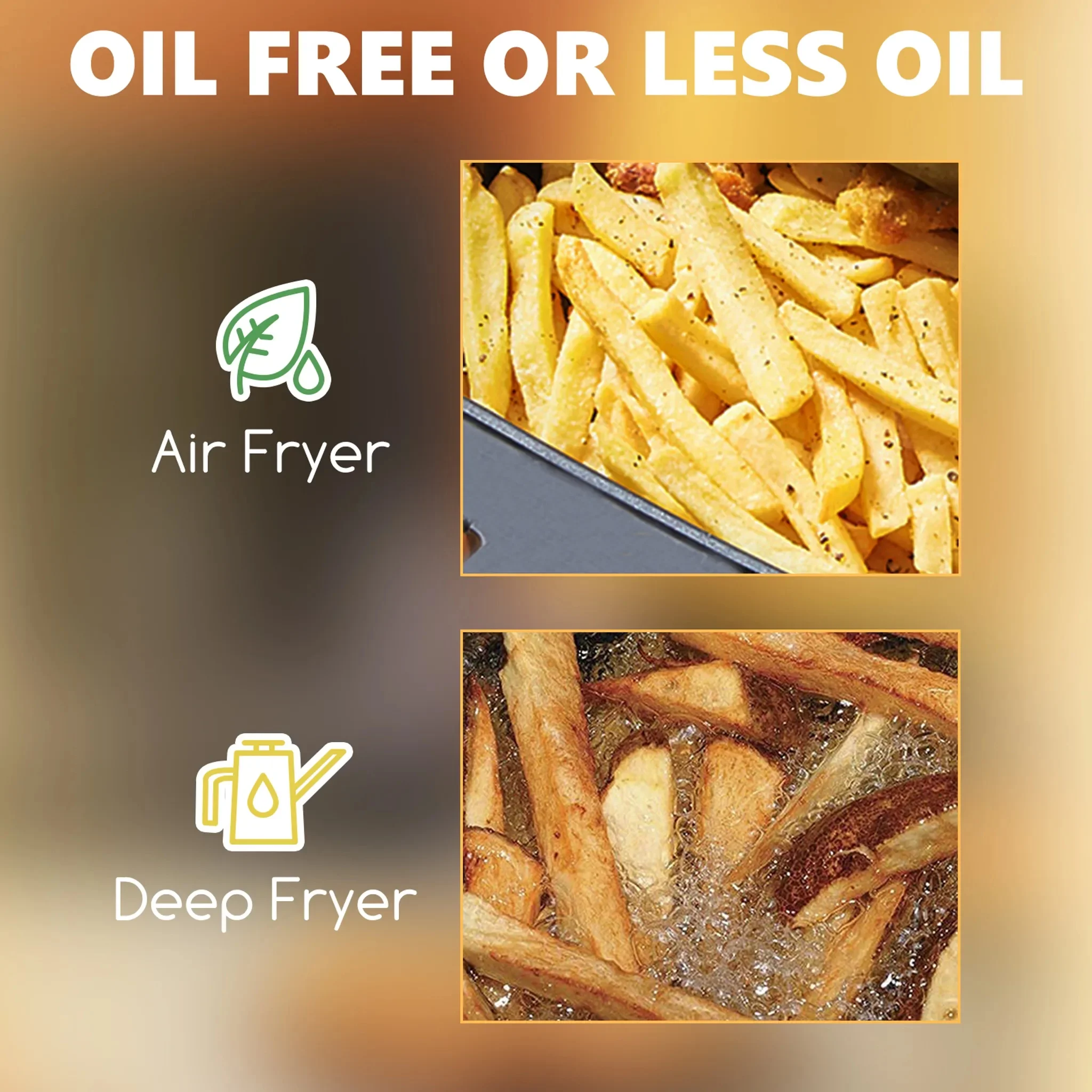 Hot air fryer, 360° hot air circulation, 4.5L large capacity, 1300W, hot air fryer, with timer temperature control, oil-free frying, retro design, with recipe pot, royal blue