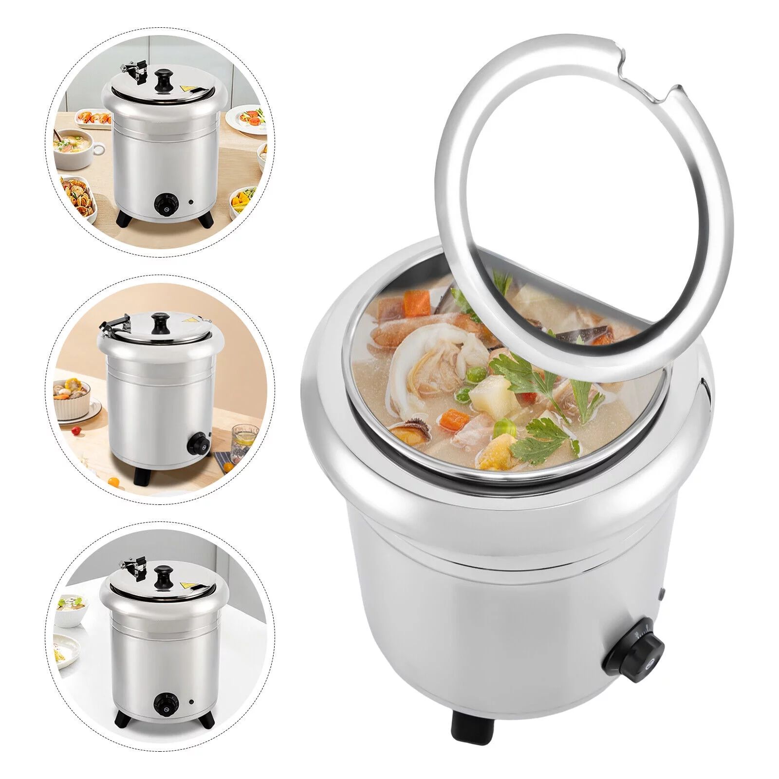 Miumaeov 10L/10.57Qt Electric Commercial Soup Kettle Stainless Steel Countertop Food Soup Warmer Pot for Home, Catering, Restaurants 400W 110V