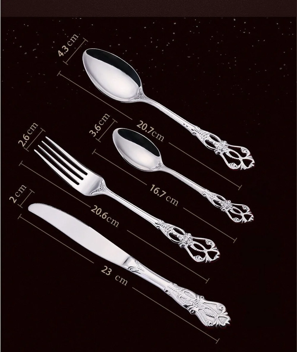 24pcs Cutlery Set Gold Dinnerware Spoon Dinner Silverware Tableware Gifts