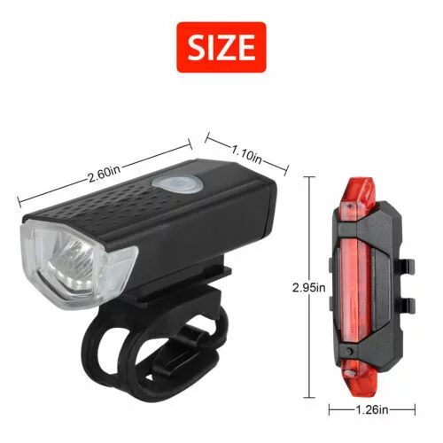 2 Sets USB Rechargeable LED Bicycle Headlight Front Rear Lamp