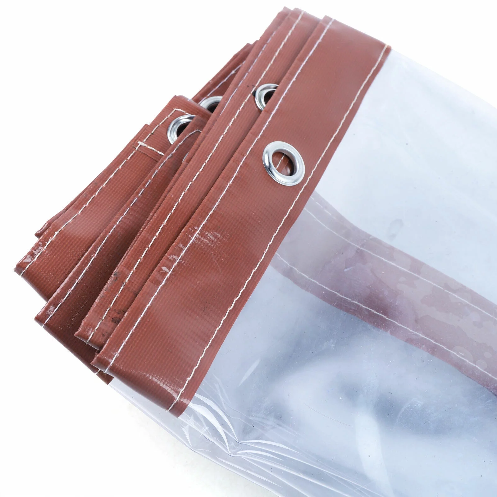 8*16FT Commercial PVC Waterproof Clear Awning Canopy Curtain Enclosure Graden PVC Rainproof Tarpaulin Clear Awning Canopy Agriculture Landscaping Covers Brown PVC Rainproof Tarpaulin Clear