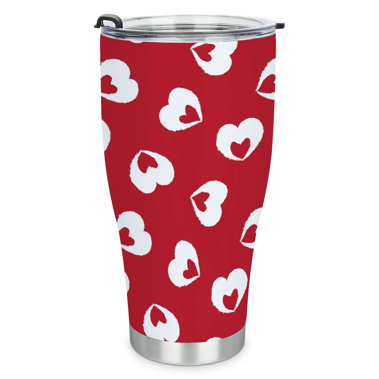 Hidove Stainless Steel Tumbler, Heart Shaped Brush Stroke Seamless Pattern 30oz Leak Proof & Stainless Steel Bottle for Hot & Cold Drinks - Coffee Travel Mug, Water Metal Canteen, Thermal Cup