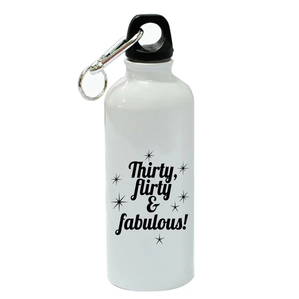 Thirty Flirty & Fabulous! White Aluminum Sports 20 oz Water Bottle