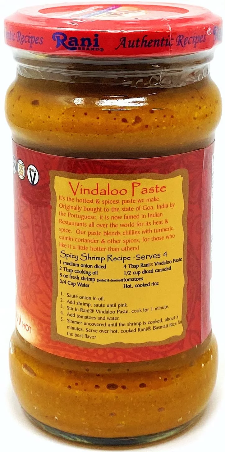 Rani Vindaloo Curry Cooking Spice Paste, Hot! 10.5oz (300g) Glass Jar, Pack of 5+1 FREE ~ No Colors | All Natural | NON-GMO | Vegan | Gluten Free | Indian Origin