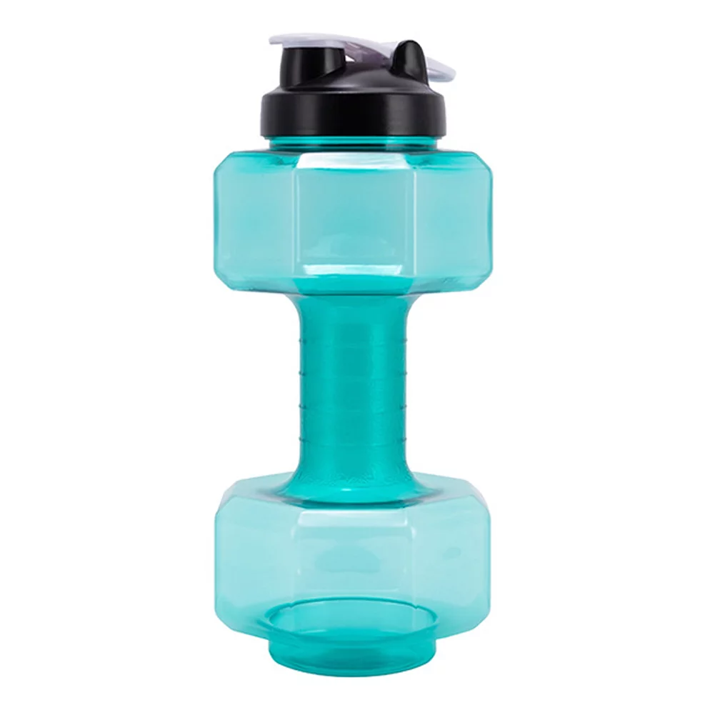 Yucurem 2600mL Gym Sport PET Dumbbell Kettle Outdoor Cycling Water Bottle (Green)