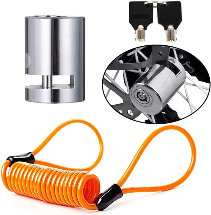 BUENNUS Portable Motorcycle Disc Lock,Anti Theft Disk Brake Lock with Reminder Cable for Motorcycle Bicycle Wheel Compatible for Harley Triumph Tiger Ducati Honda Yamaha BMW Suzuki