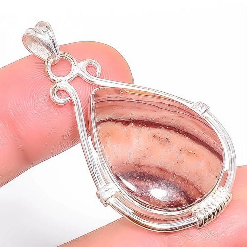 Wave Dolomite Handmade 925 Silver Plated Jewelry Pendant 1.76