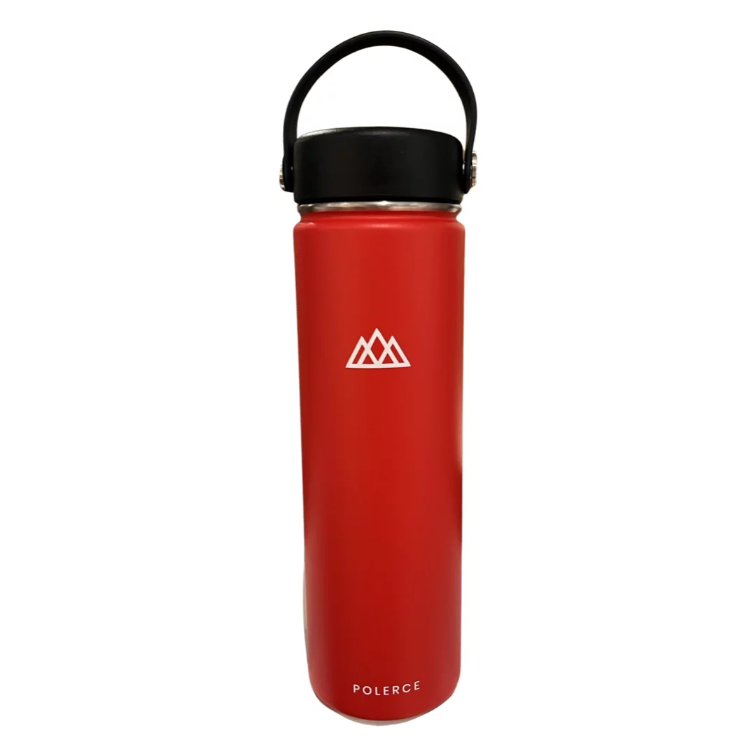 Vacuum Insulated Bottle - Stainless Steel Double Wall Thermally Insulated Flask with Flex Cap - 21 oz - Red- by Polerce