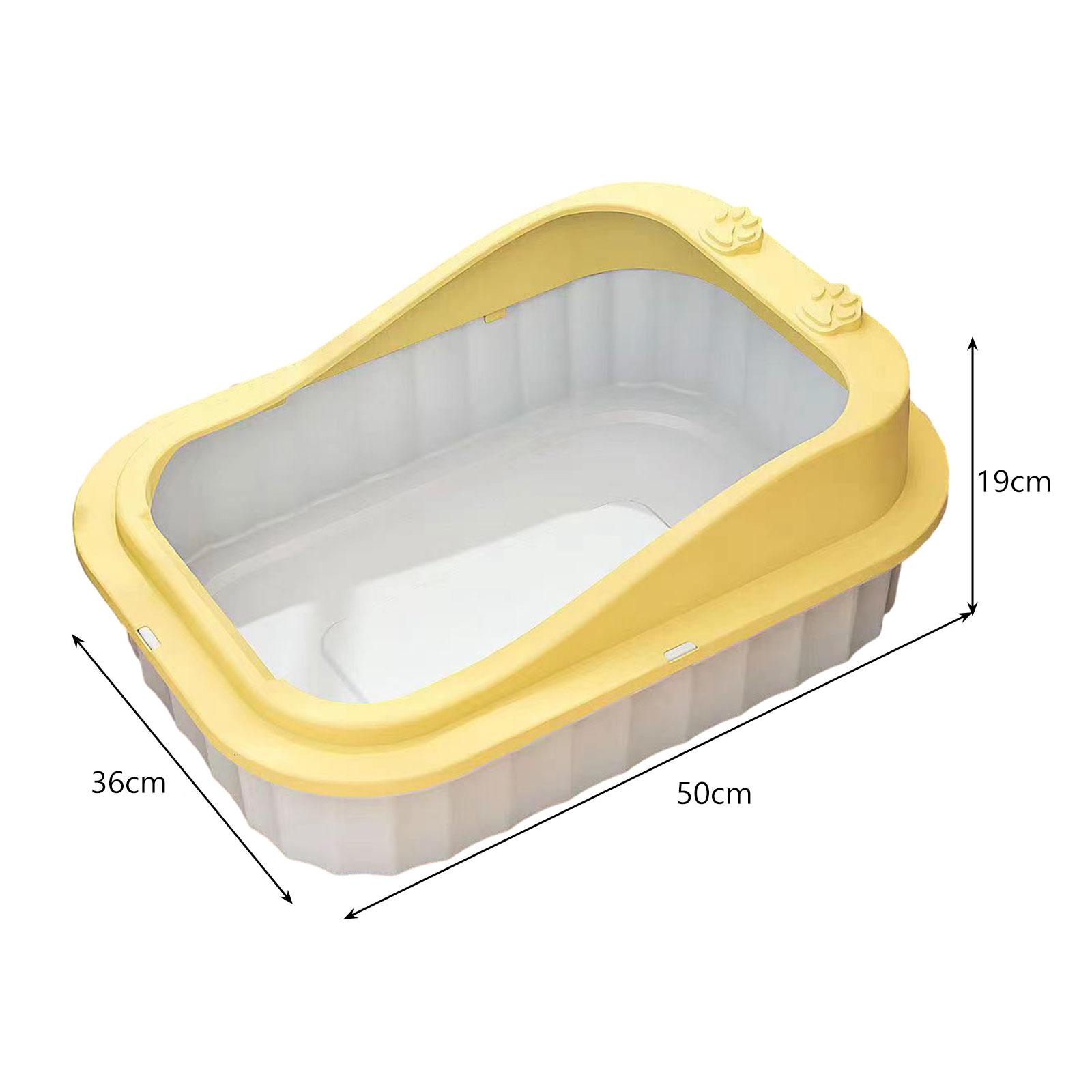 FITYLE Cat Kitty Litter Pan Durable Cat Litter Basin Cat Sand Box Splashproof Cartoon Appearance 50x36x19cm Kitten Toilet yellow