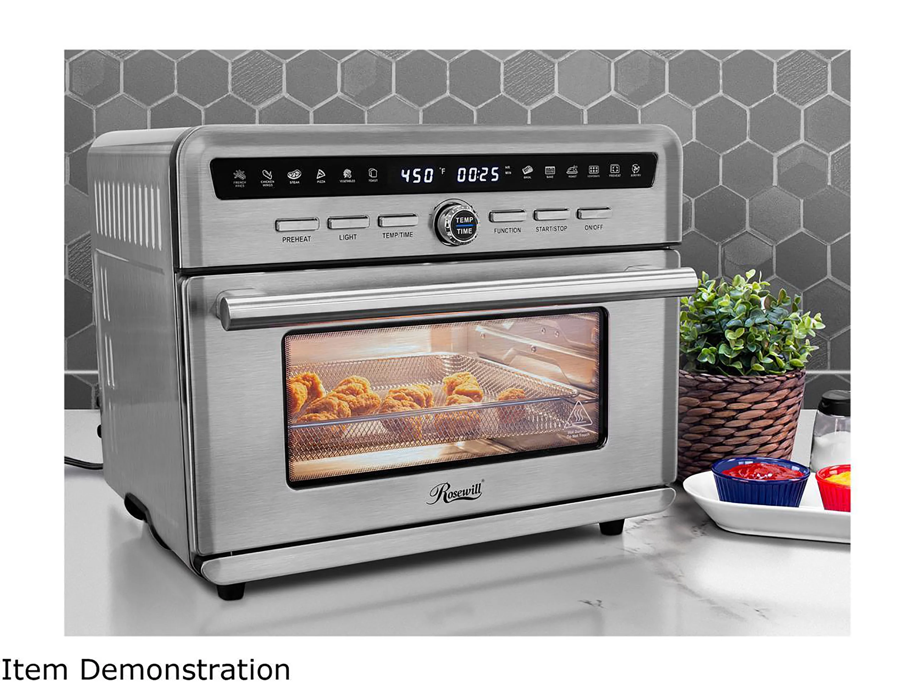 1800 W 4-Tray Stainless Steel Air Fryer Convection Toaster Oven with Large Transparent Window