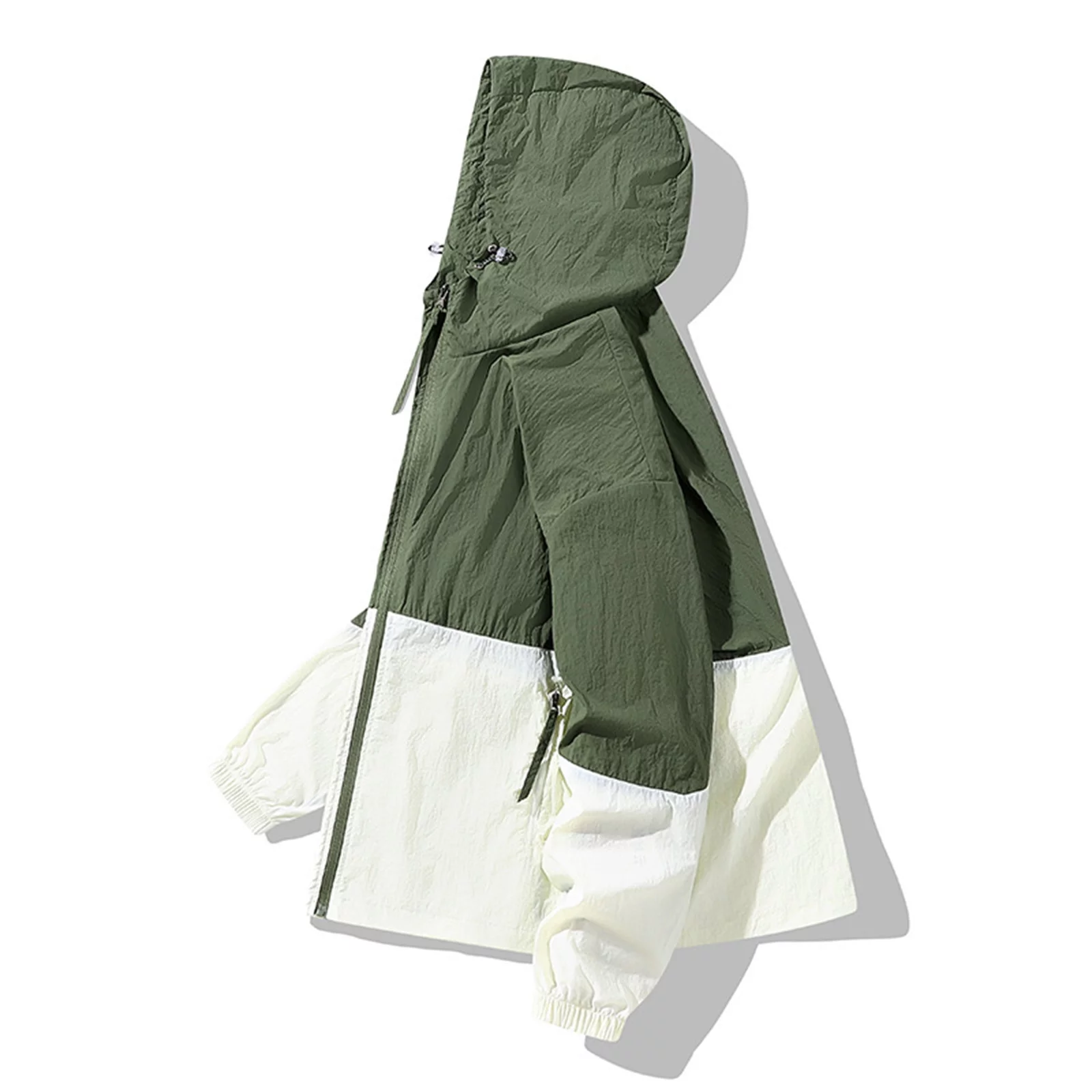 SZXZYGS Jacket for Men Cold Weather Work Men's Color Contrast Splicing Thin Sun Protective Clothing Ice Silk Cool Breathable Trend Outdoor Sunscreen Coat