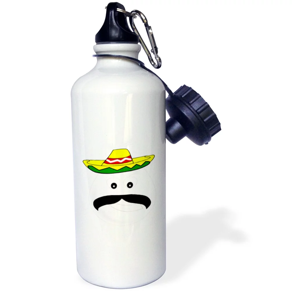 3dRose Image of Egg With Sombrero With Moustache Cartoon - Water Bottle, 21-ounce