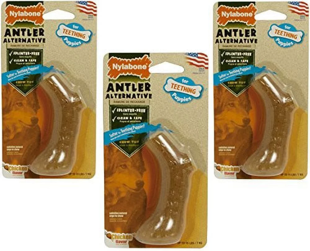 Nylabone Puppy Antler Alternative Chicken Flavored Dog Chew Toy, Petite