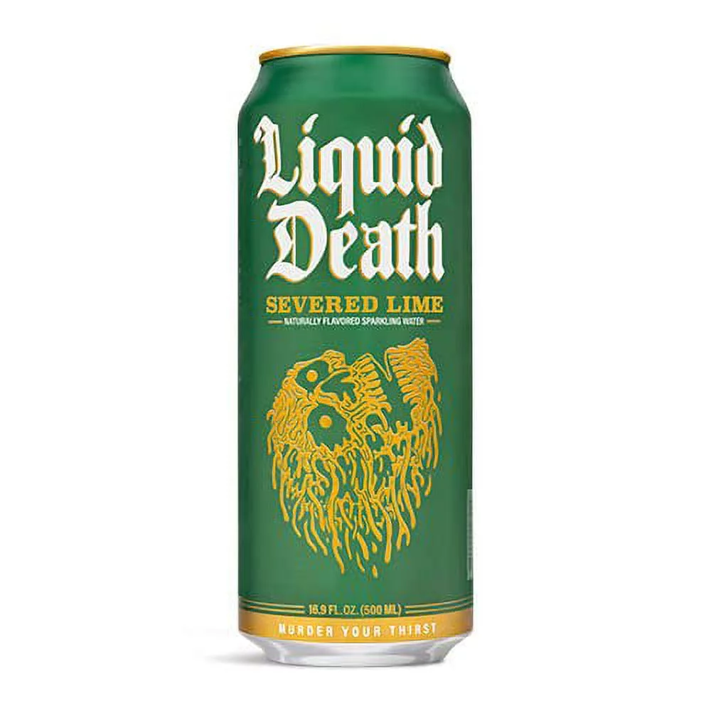 Liquid Death Sparkling Water Severed Lime , 16.9 Fl Oz, Quantity of 4 Cans