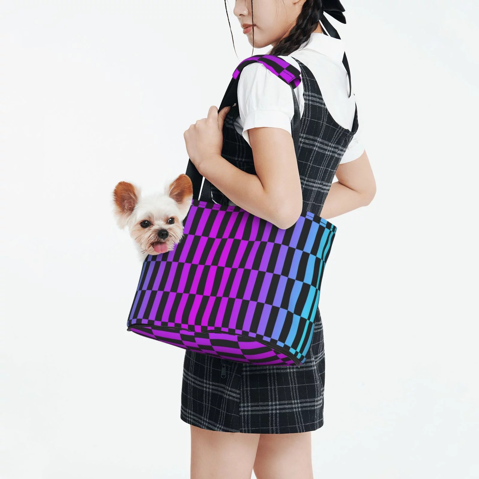 LNWH Purple Color Graffiti Pattern Dog Carrier Bag, Pet Dog Carrier Purse Foldable Waterproof Pet Tote Bag for Cat and Small Dog