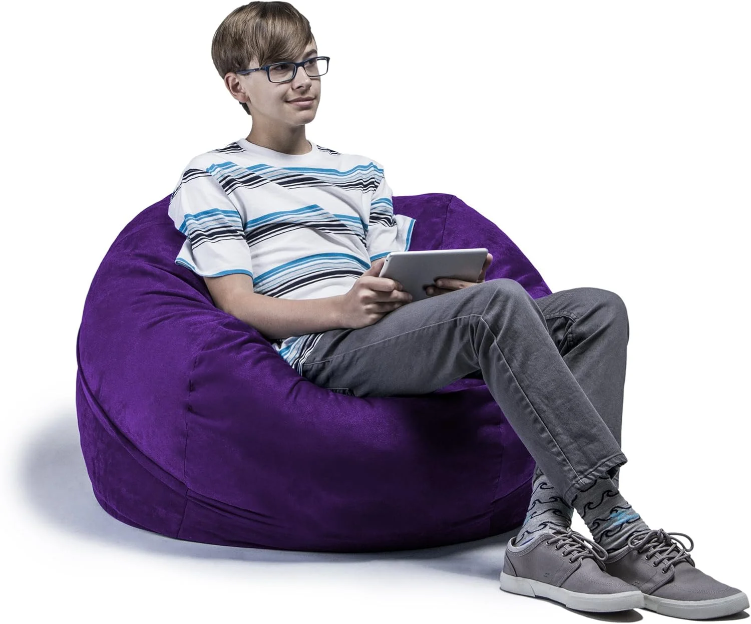 3 Ft Bean Bag Chair With Removable Cover, Grape