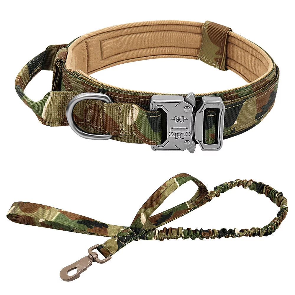 Tactical Dog Collar Leash - Nylon, Military-Style Adjustable Training & Traffic