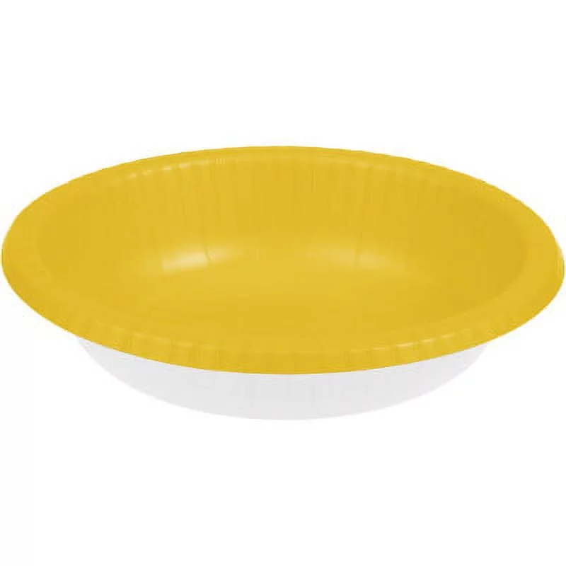 Party Central Club Pack of 200 Sunny Yellow and White Banquet Dinner Party Bowls 20 oz