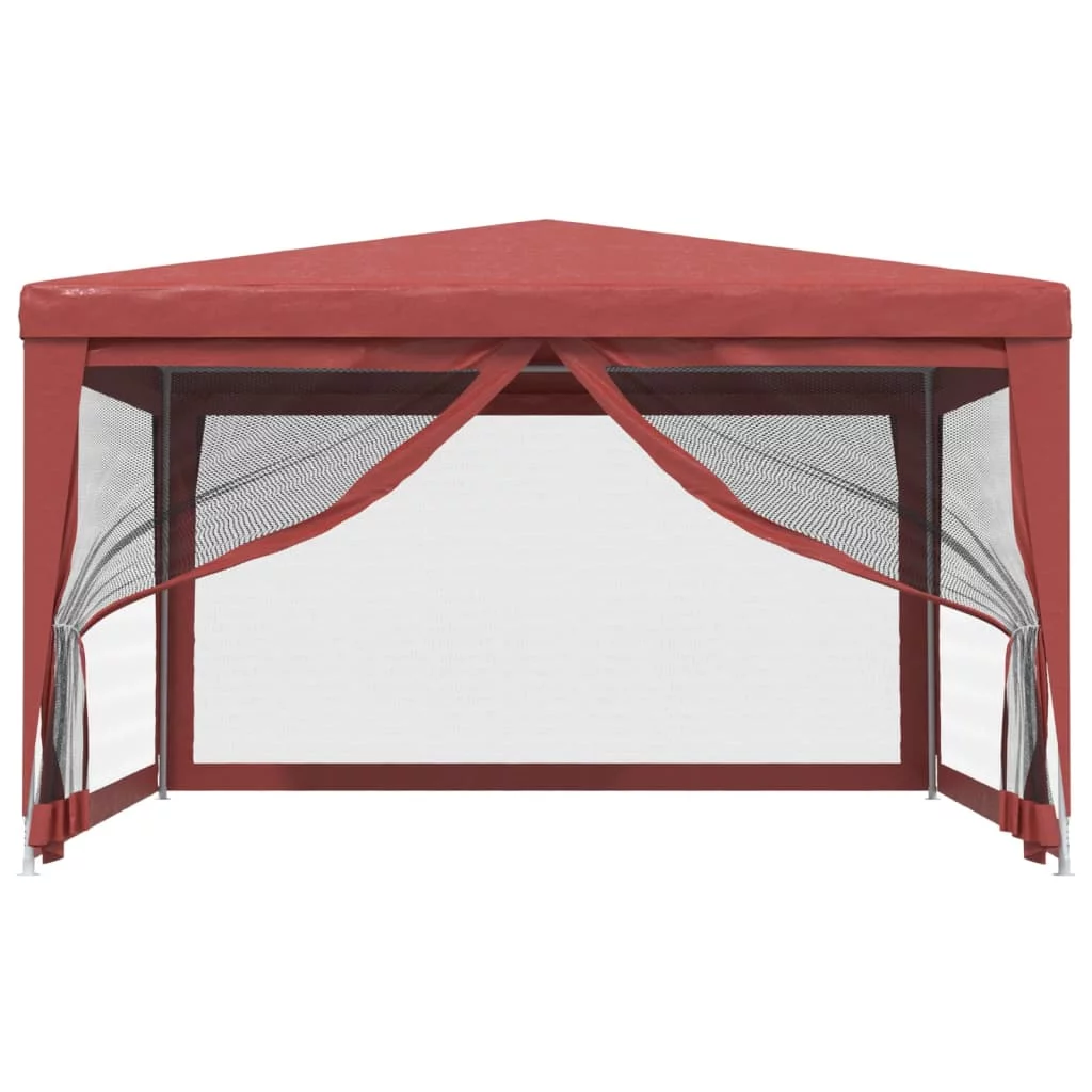 Anself Party Tent with 4 Mesh Sidewalls Red 13.1'x13.1' HDPE