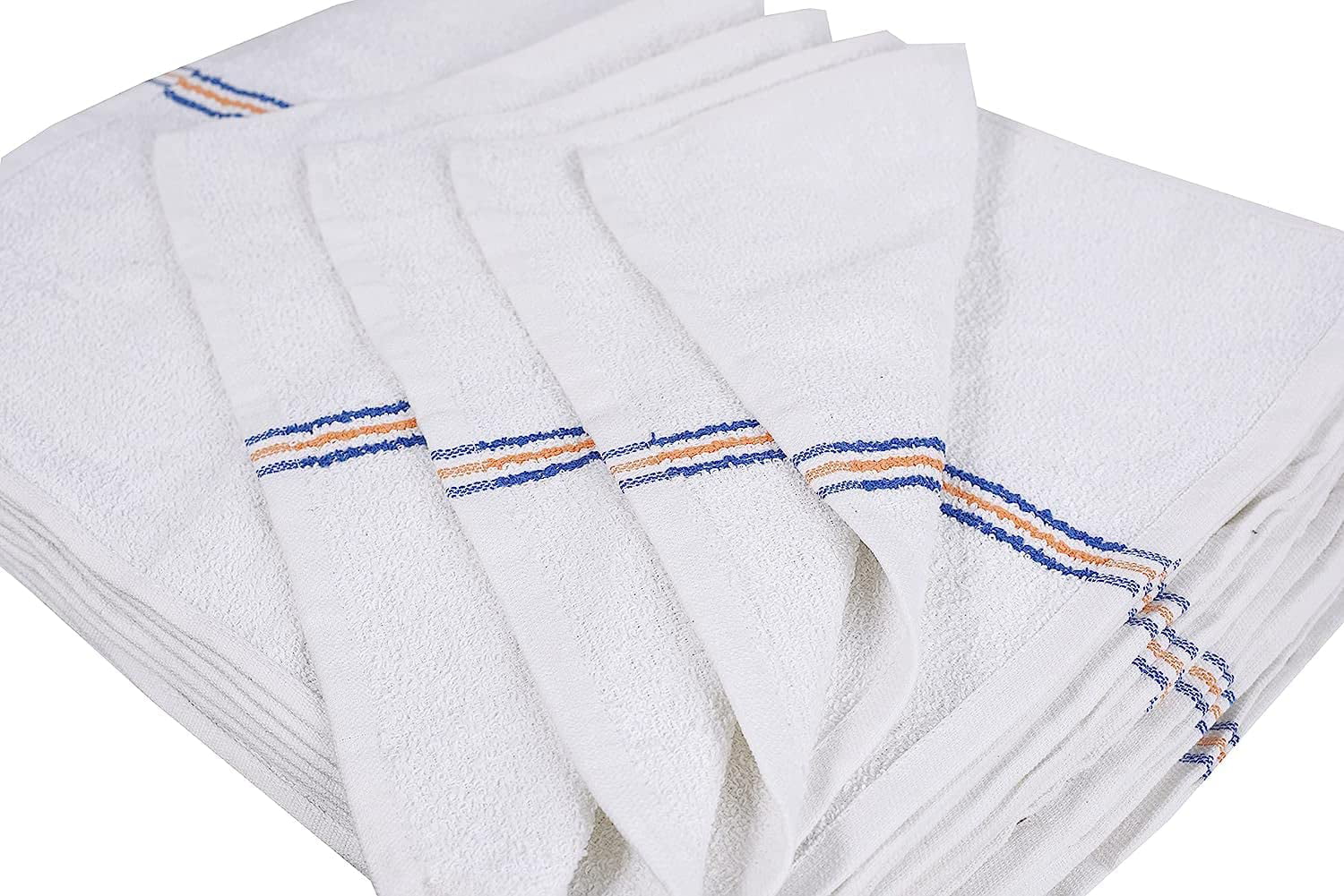 Linteum Textile (60-Pack, 16x19 in) Cotton Towels Triple Stripe BAR MOP Kitchen Towels, Strong & Durable