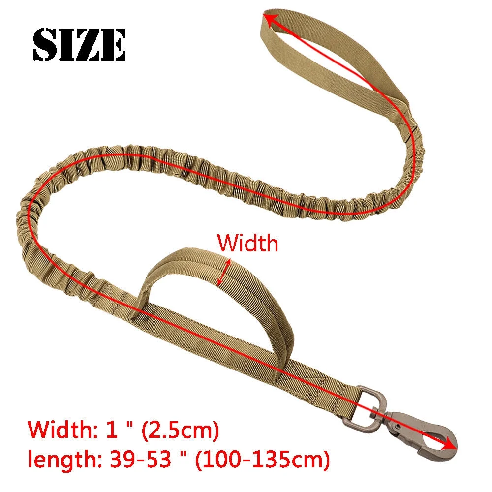 Tactical Dog Leash Elastic Bungee Military Canine Walking Training Lead 2 Handle