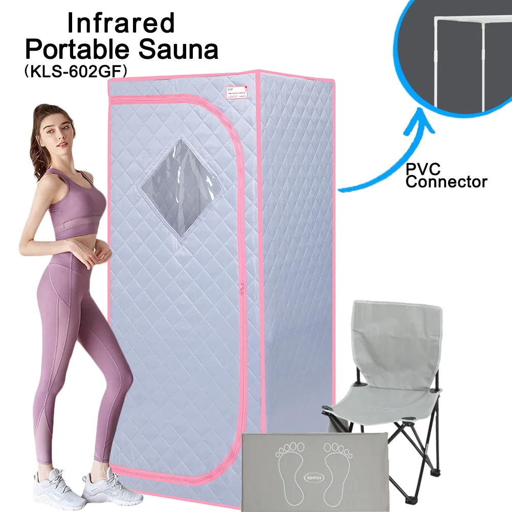 Artlia Portable Full Size Grey Infrared Sauna tent&ndash;Personal Home Spa, with Infrared Panels, Heating Foot Pad,Controller, Foldable Chair ,Reading light.Easy to Install.Fast heating, with FCC Cer