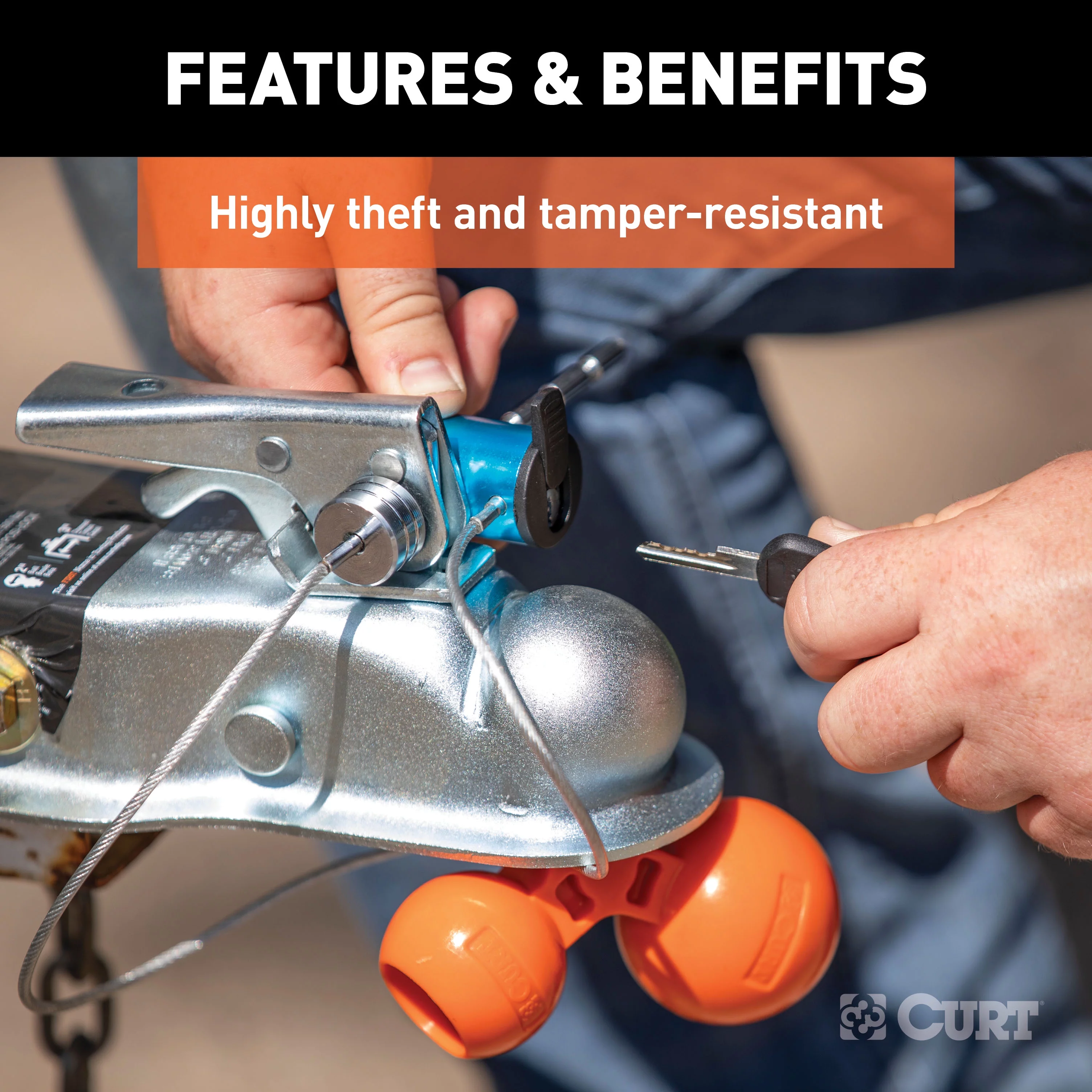 Curt Manufacturing Universal Tri-Ball Coupler Lock; 1-7/8