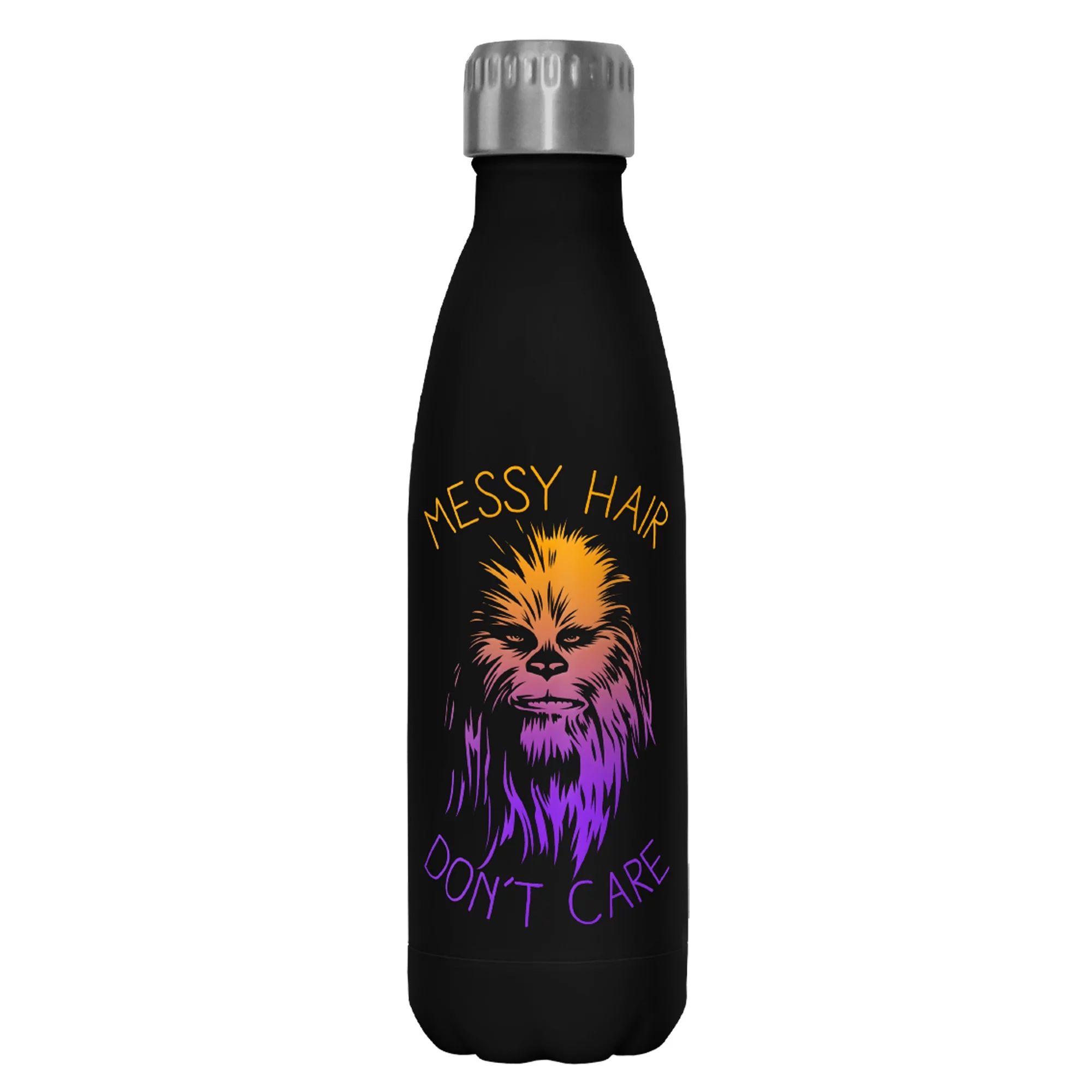 Star Wars Messy Hair Don't Care Chewie  Stainless Steel Water Bottle Black 17 oz.