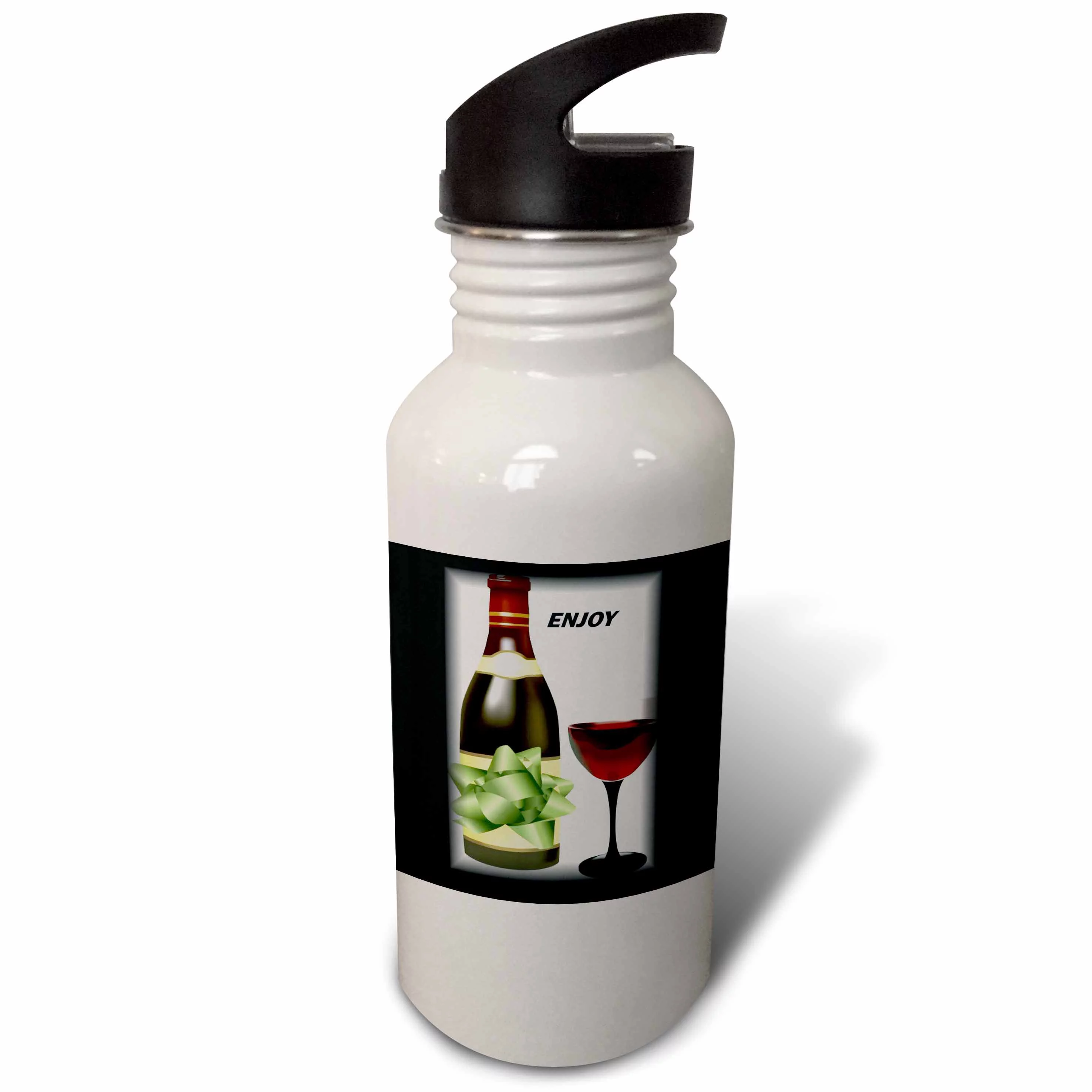 Bottle Of Wine and Glass With Word Enjoy 21 oz Sports Water Bottle wb-39593-1