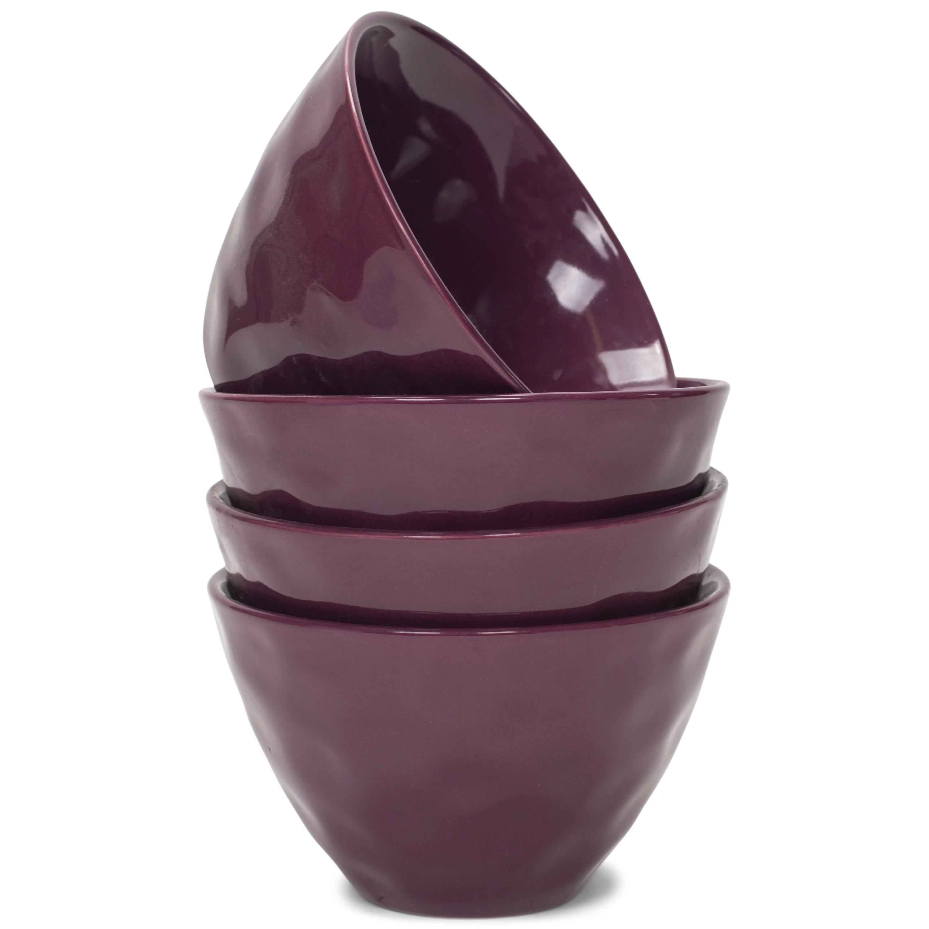 Elanze Designs Dimpled Ceramic 5.5 inch Contemporary Serving Bowls Set of 4, Purple