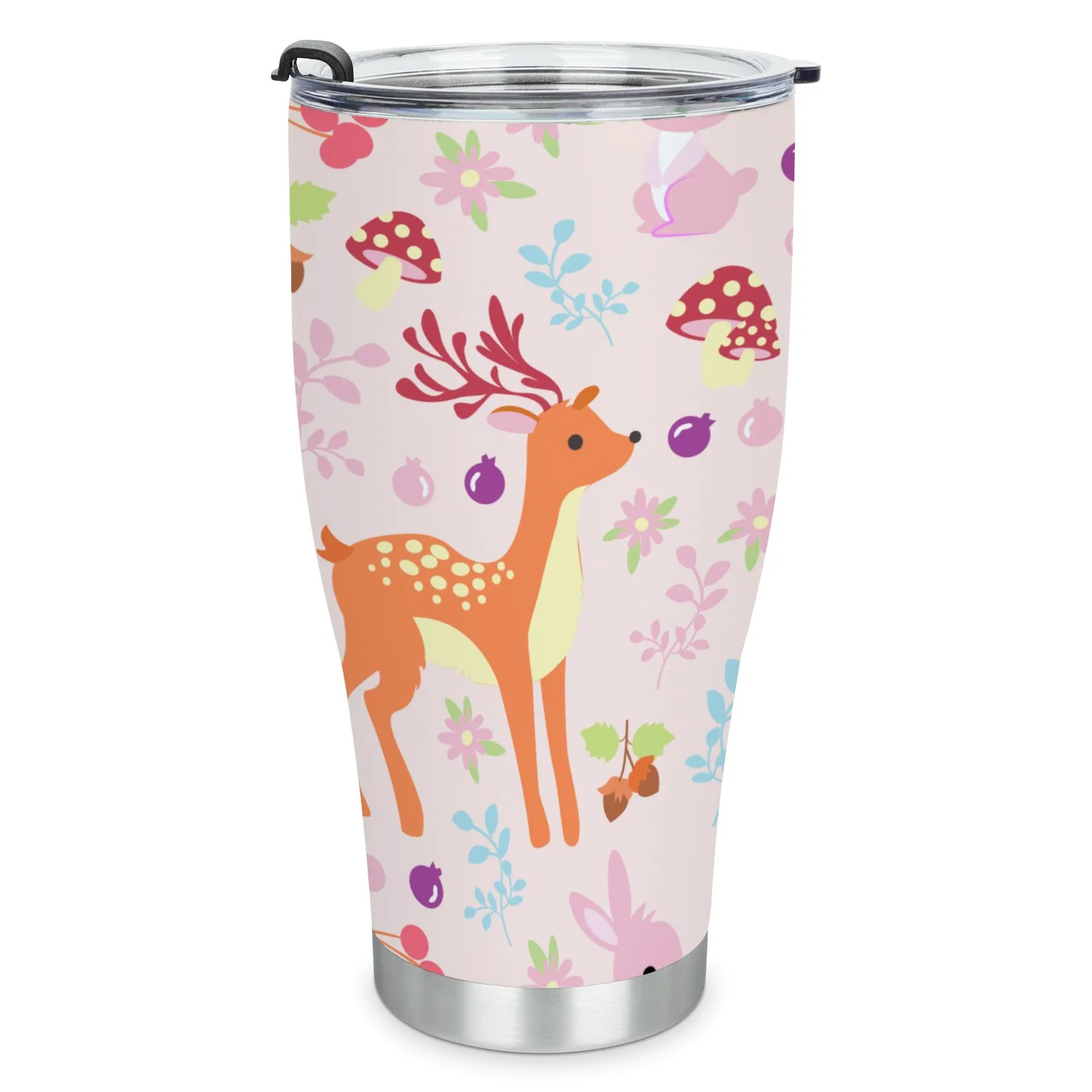 Hidove Stainless Steel Tumbler, print animal pink background seamless pattern 30oz Leak Proof & Stainless Steel Bottle for Hot & Cold Drinks - Coffee Travel Mug, Water Metal Canteen, Thermal Cup