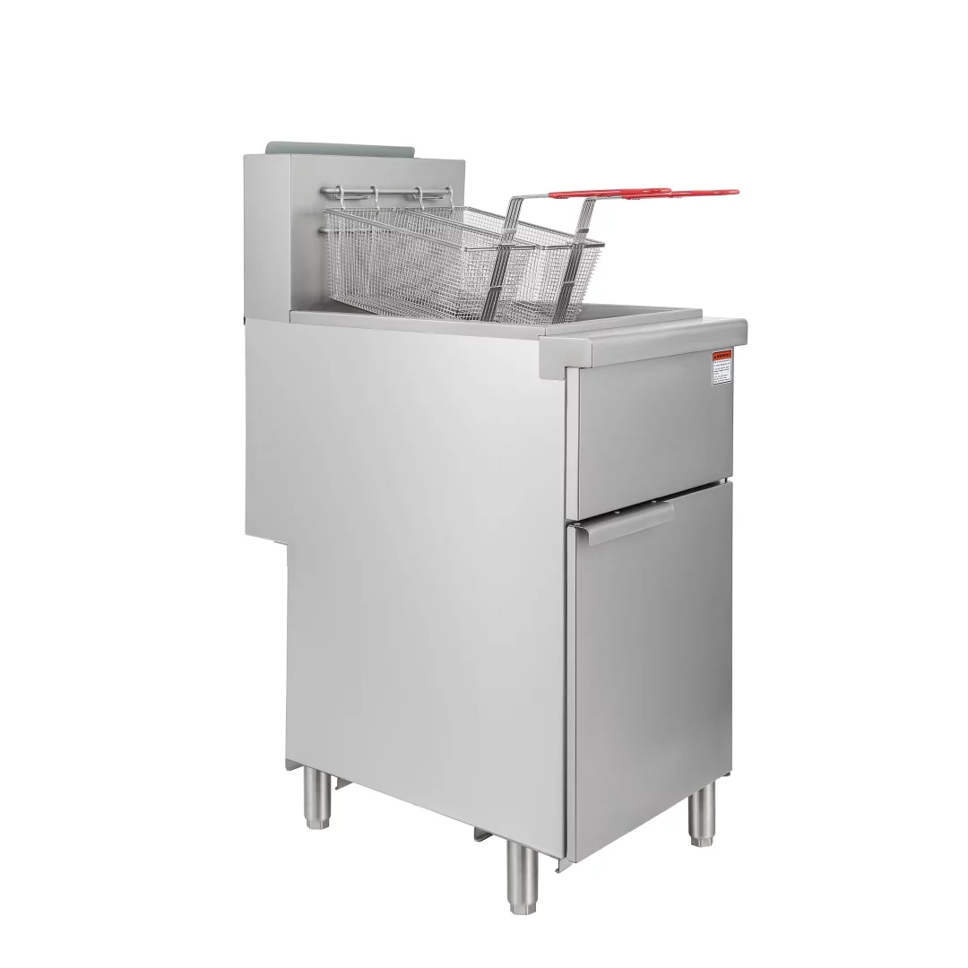 Chingoo Commercial Deep Fryer with 4 Tube Burners, Stainless Steel Gas Floor Fryer with 2 Baskets, 40LB Capacity for Restaurant Kitchen Food truck